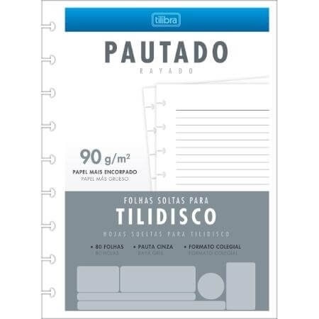 Refil Tilidisco Colegial 80 Folhas Com Pauta Tilibra