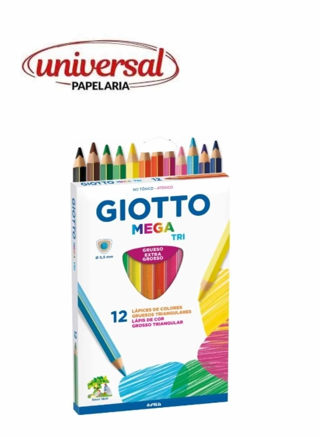 Lápis De Cor Jumbo Giotto Mega Tri 12 Cores