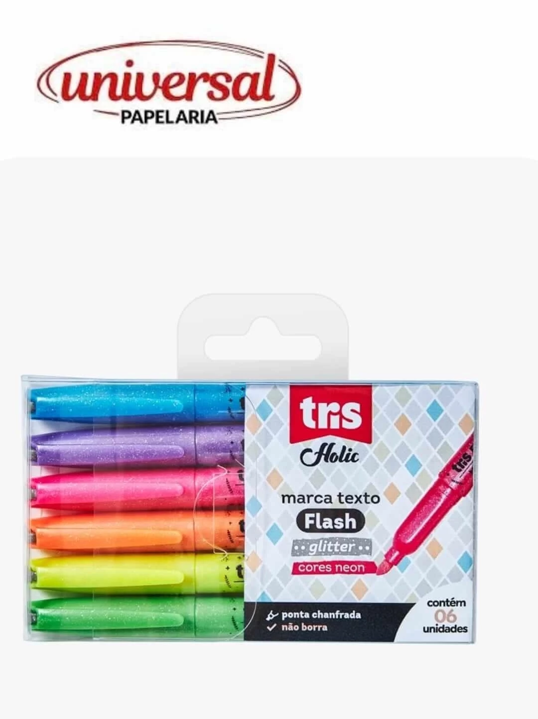 Marca Texto Flash Glitter Neon Tropical C/6 Tris 1 UN