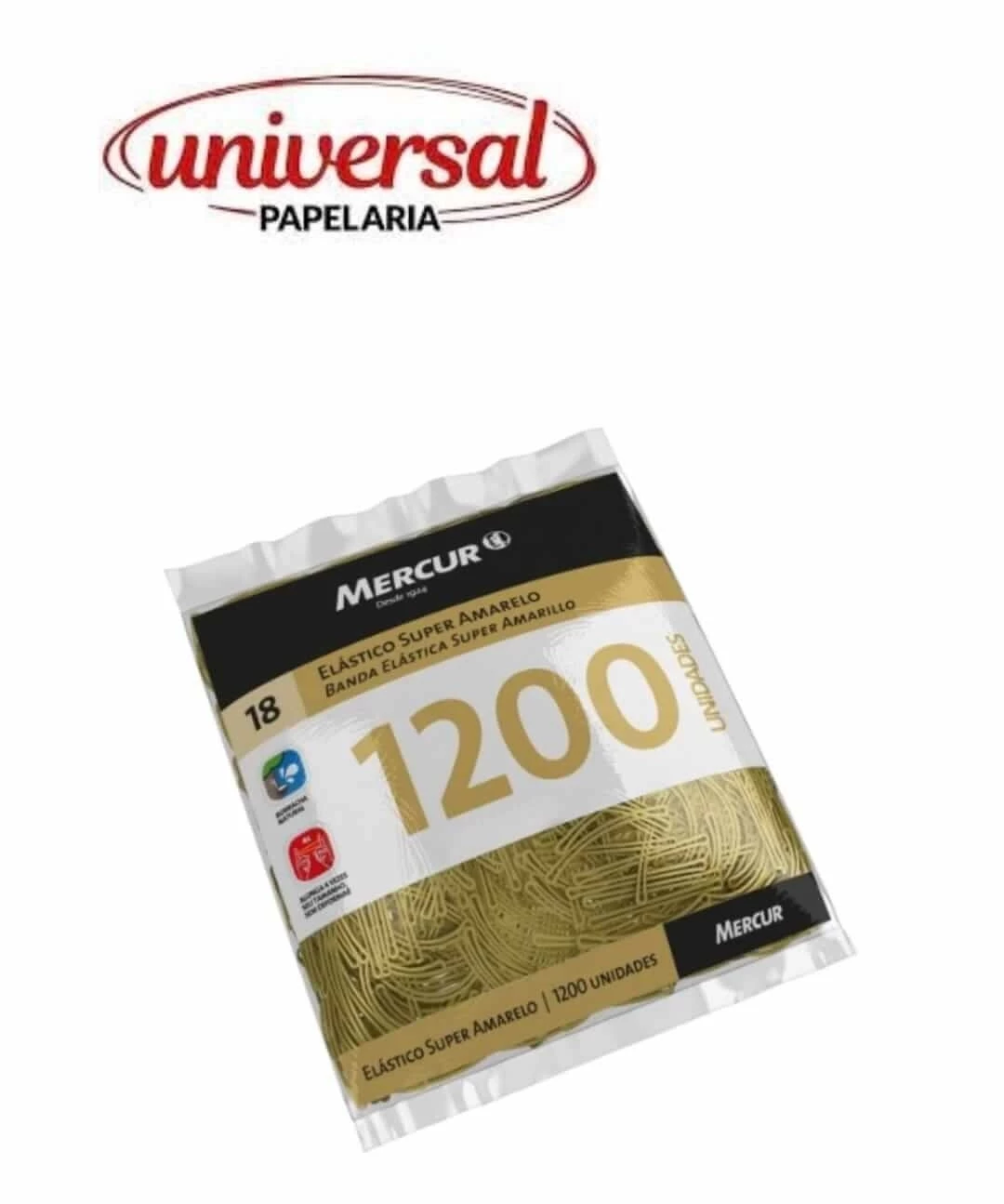 Elastico Amarelo 18 Super Pacote C/1200 Unidades Mercur