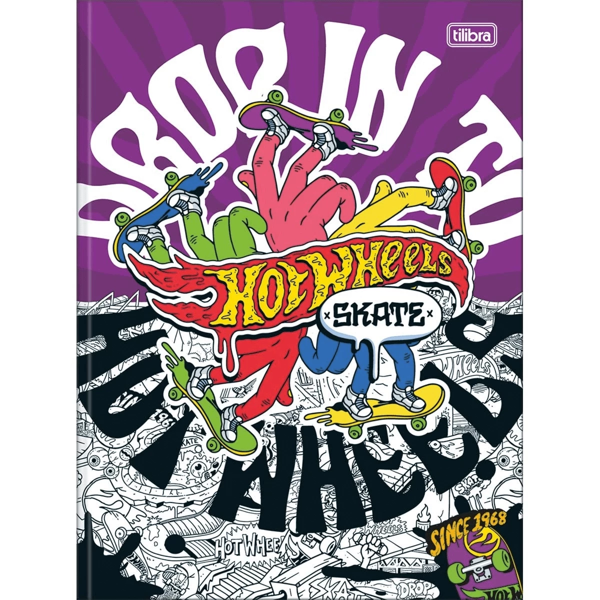 Caderno Brochura Capa Dura Universitário Hot Wheels Skate 80 Folhas - 1UN