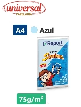 Papel Sulfite Seninha A4 100 Folhas Azul - Report