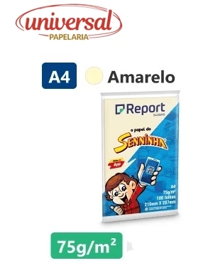 Papel Sulfite Seninha A4 100 Folhas Amarelo - Report