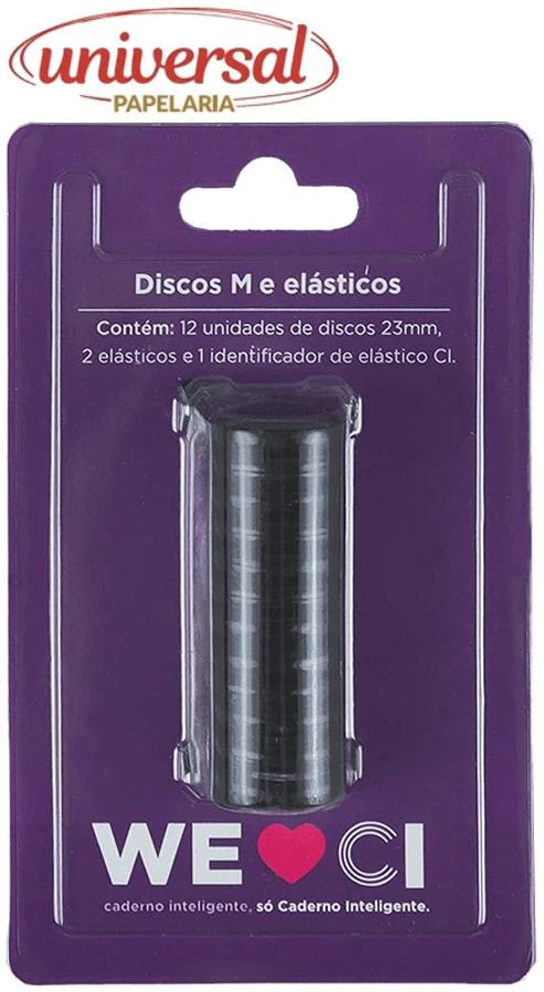 Discos + Elástico Preto p/ Caderno Inteligente - M-23mm