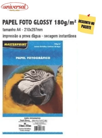 Papel Fotográfico Glossy Masterprint A4 180 Gramas
