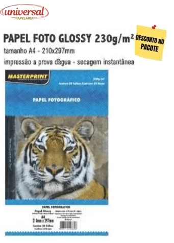 Papel Fotográfico Glossy A4 230 Gr Masterprint