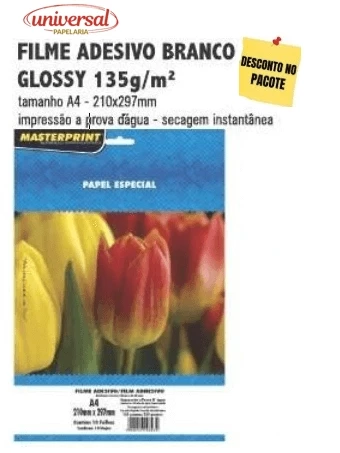 Filme Adesivo Vinil Branco Inkjet A4 135G Glossy Marterprint 1 Folha