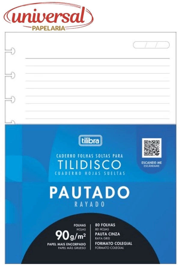 Refil Tilidisco Colegial 80 Folhas Com Pauta Tilibra