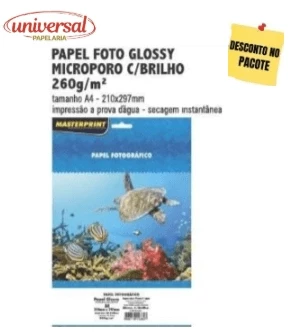 Papel Fotográfico A4 Glossy Microporoso 260g Com Brilho Masterprint 1 Folha