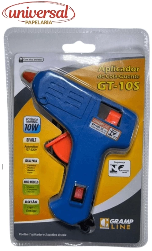 Pistola Para Cola Quente Pequena 10w GT-10S com Botão Grampline