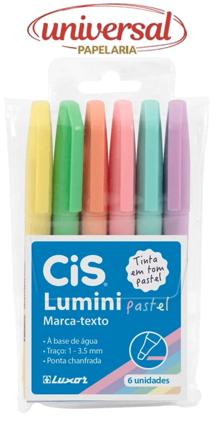 Kit Marca Texto Lumini Pastel CiS 6 Cores
