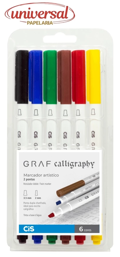 Caneta Artistica Graf Calligraphy Duo C/6 Cores Cis