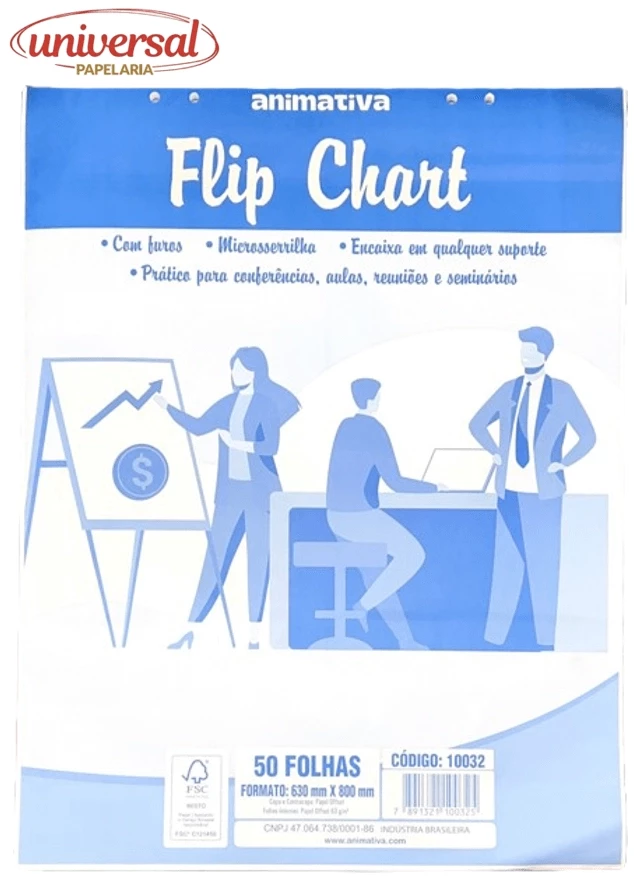 Papel Refil Flip Chart 50 Fls 630x800mm Branco P/Cavalete - São Domingos