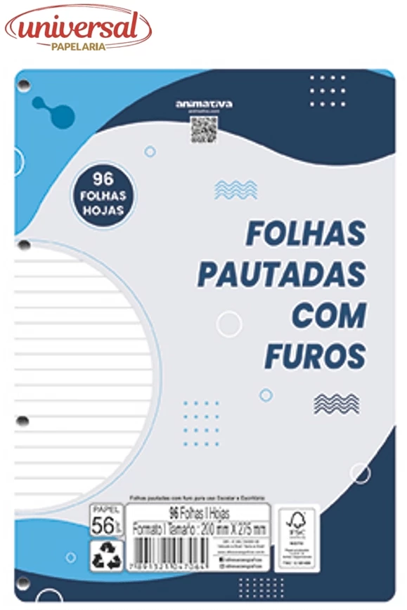 Bloco Universitário 4 Furos 96 folhas Branco São Domingos 1 UN