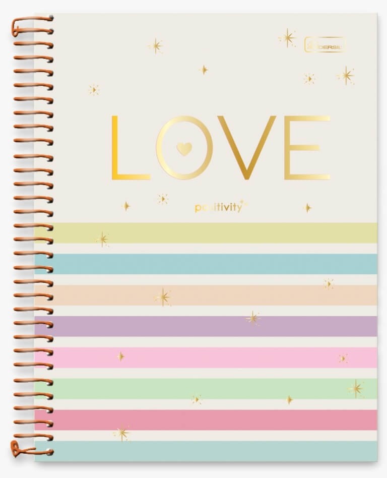 Caderno Universitário Espiral 10 Matérias 160 Folhas Positivity Cadersil 1 UN