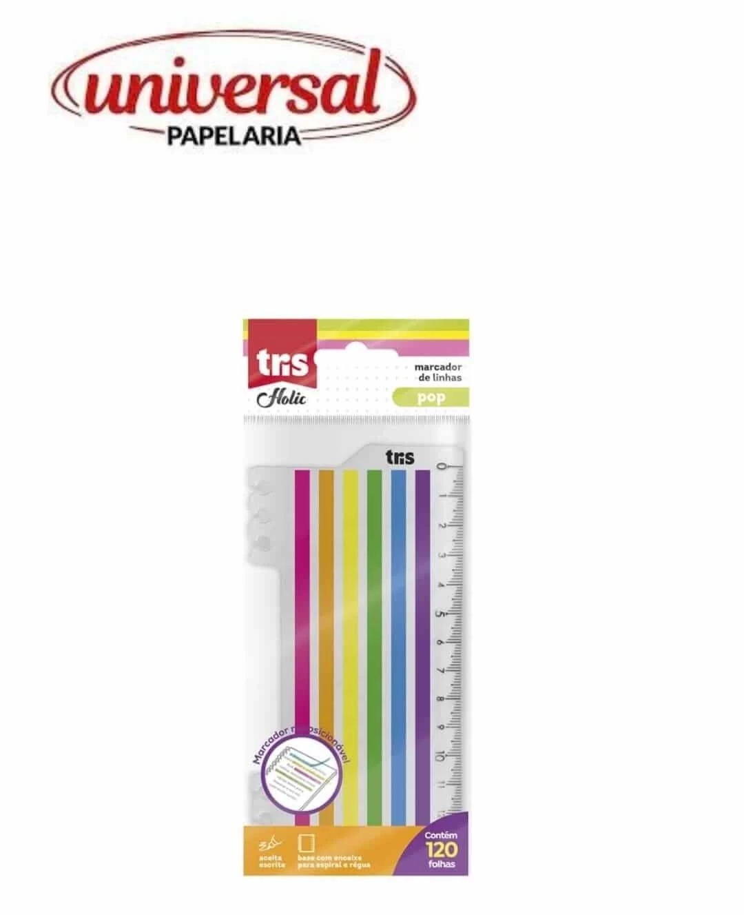 Marcador de Texto  Neon Linhas Tris Holic Pop Regua 120 Folhas