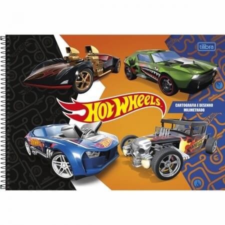 Caderno de Desenho Capa Dura Hot Wheels 80 fls