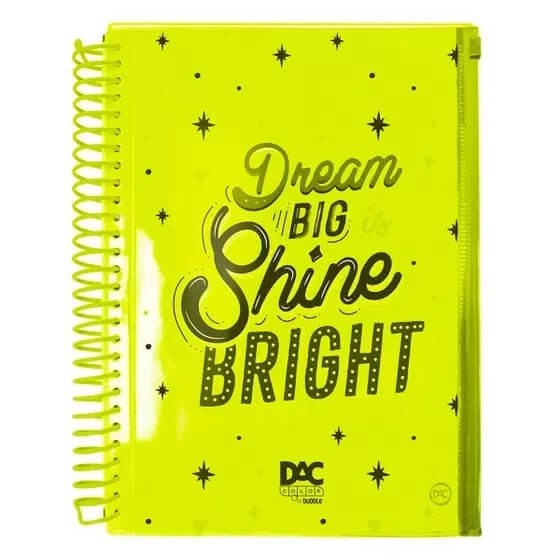 Caderno Universitário Amarelo DAC Color Bubble 10 Matérias com Malote Zip