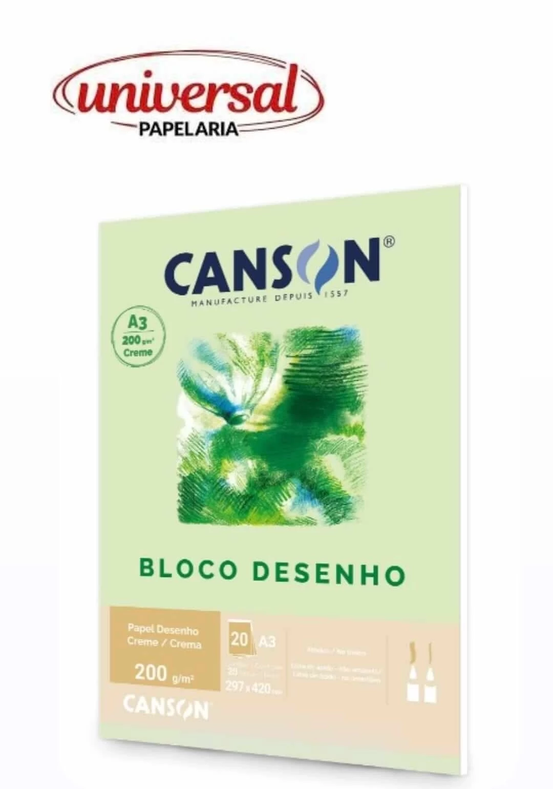 Bloco Desenho Canson Creme A3 200g/m² 20 Folhas