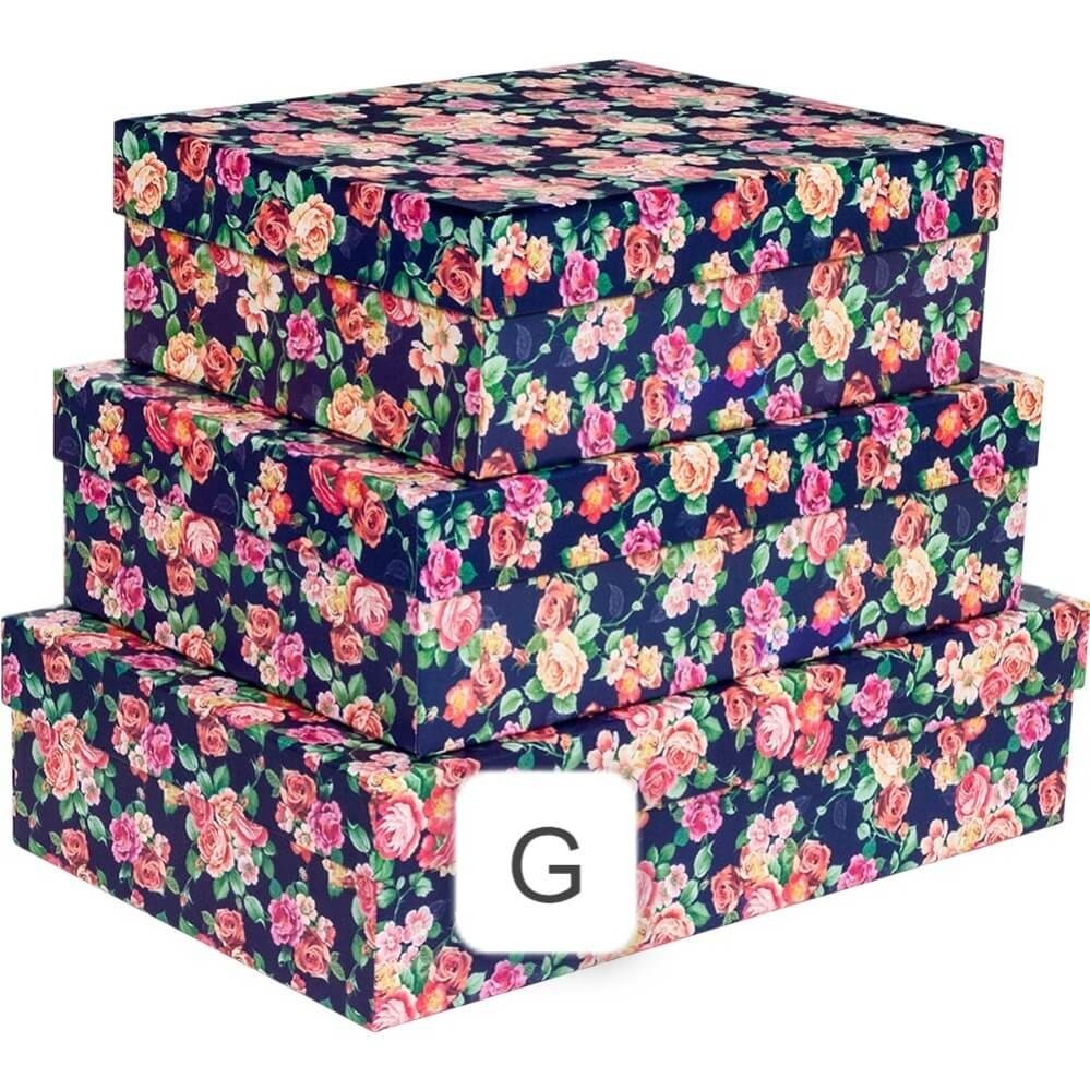 Caixa Rigida Retangular Tamanho G 41 x 26 x 10,5 cm Floral Noturno 1 UN