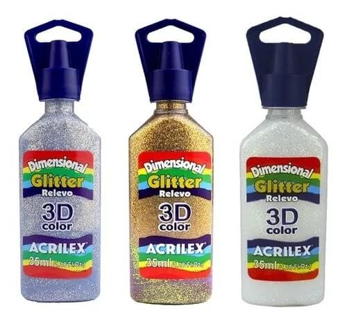 Tinta Dimensional 3D Relevo Glitter 35ml Acrilex