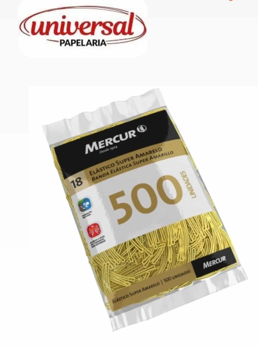 Elastico Amarelo 18 Super Pacote C/500 Unidades Mercur