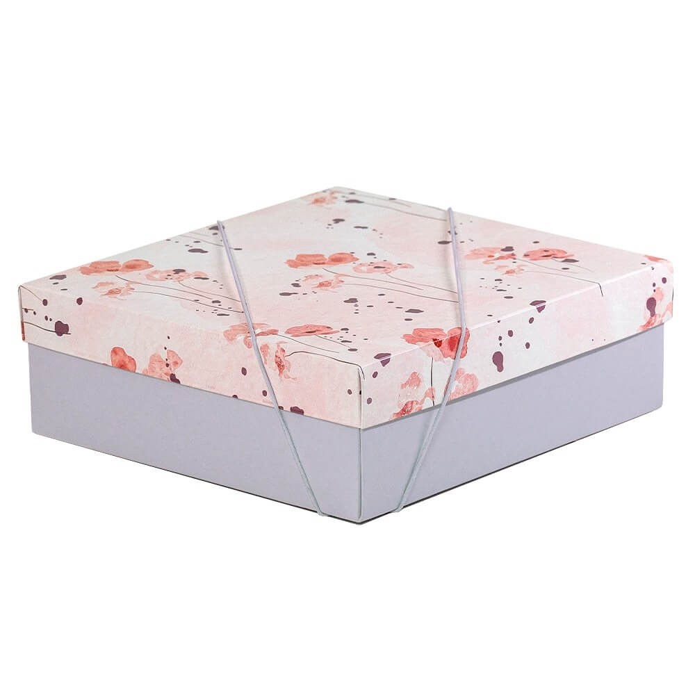 Caixa Tampa e Fundo Tamanho M 21 x 22 x 7,5 cm Flores de Papoula