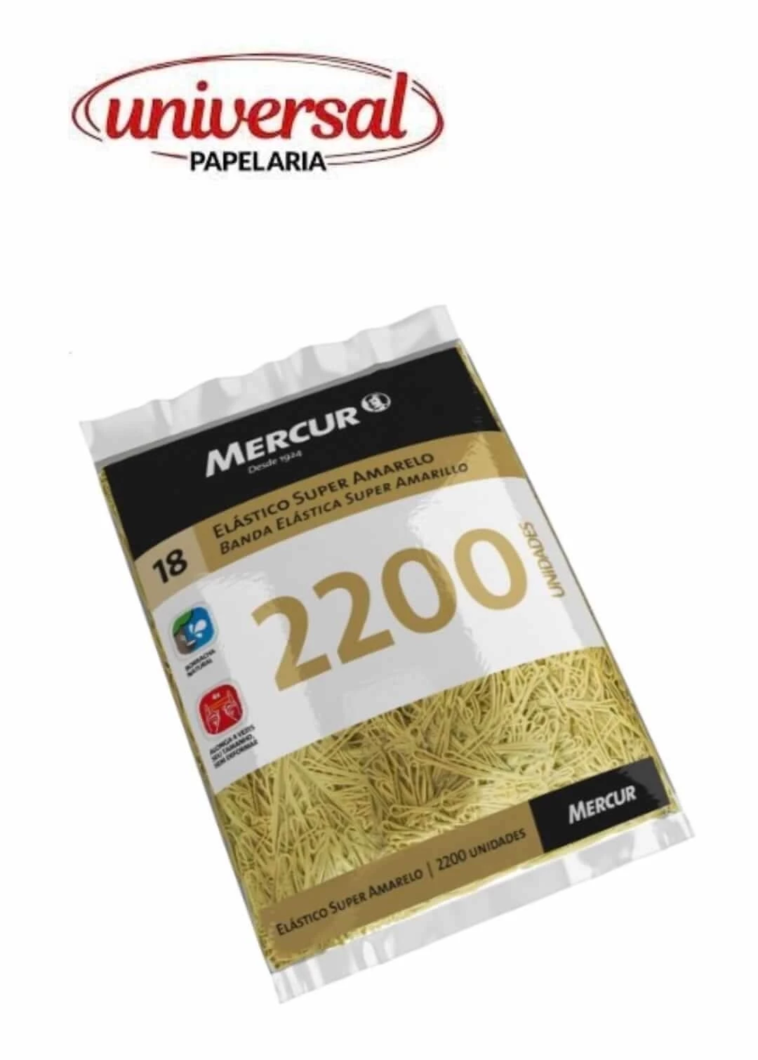 Elastico Amarelo 18 Super Pacote C/2200 Unidades Mercur