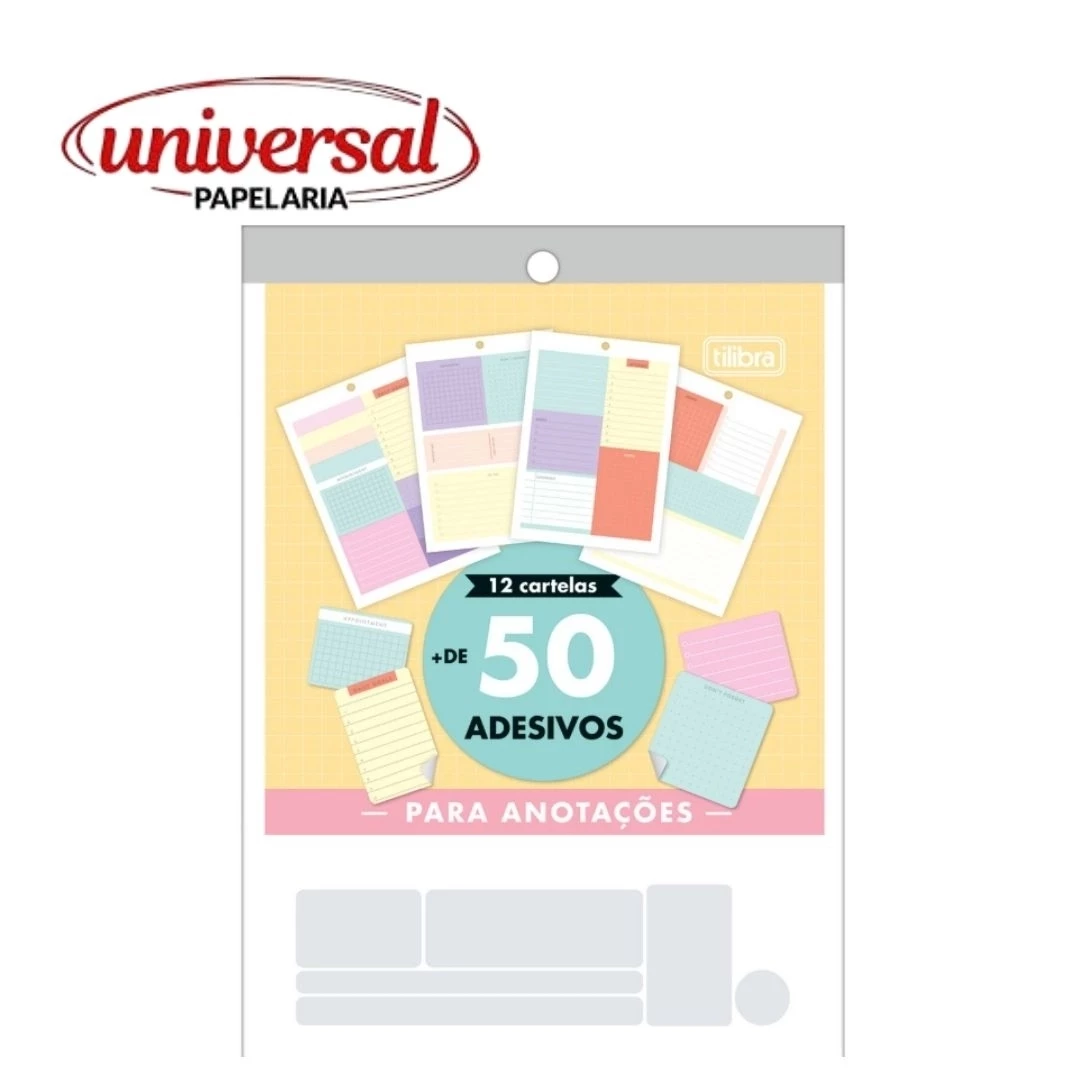 Cartela De Adesivos P/ Anotações Tilibra Grafons C/ 50un Tilibra