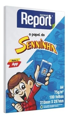 Papel A4 75g Branco Senninha Report Pct C/100 Folhas Suzano