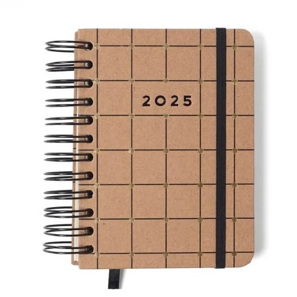 Agenda Planner Wire-o 2025 Kraft Diária 11,5x16 Linha e Ponto Cicero