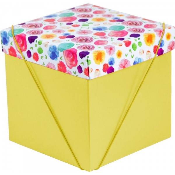 Caixa Cubo Flores Aquarela P