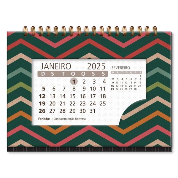 Calendário De Mesa 2025 Kraft Zigzag