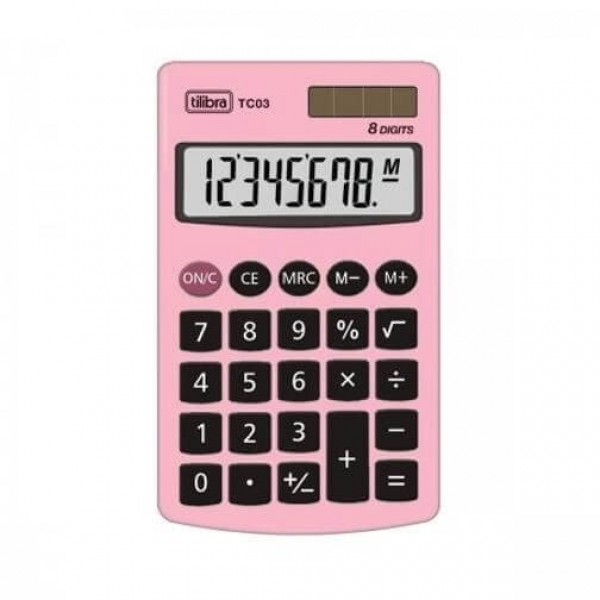Calculadora de Bolso 8 Dígitos TC03 Rosa Claro 1 UN