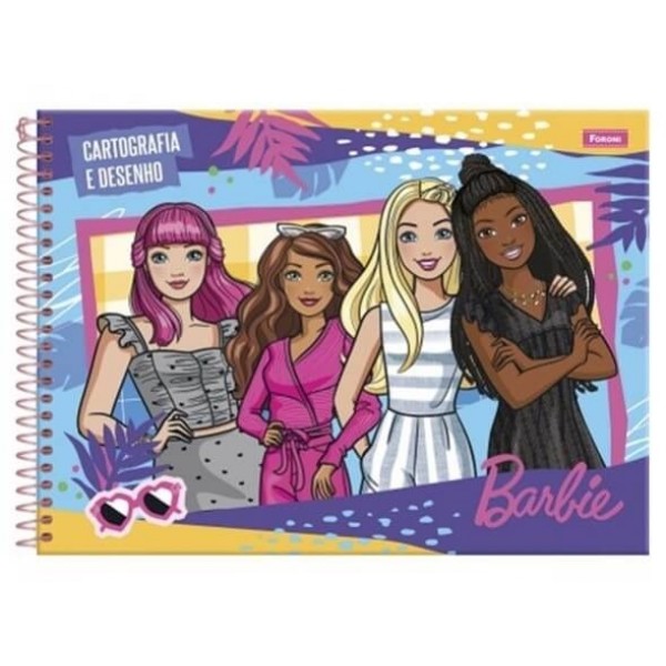 Caderno Cartografia Capa Dura 80 Folhas Barbie Foroni