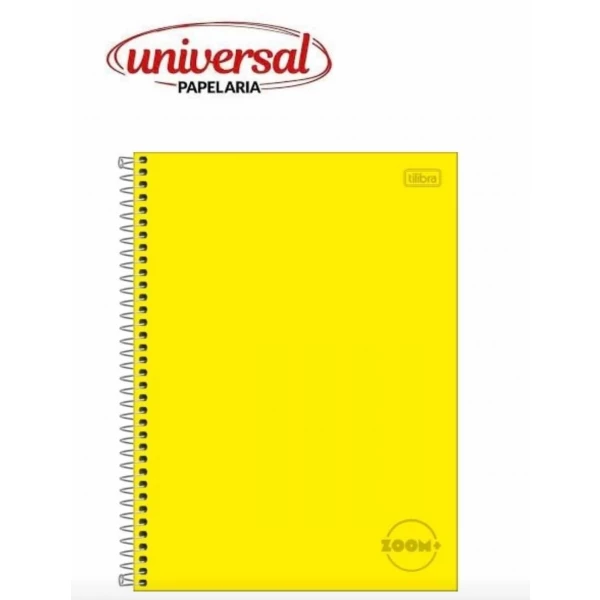 Caderno Espiral Capa Dura Universitário 1 Matéria Zoom+ Amarelo 96 Folhas