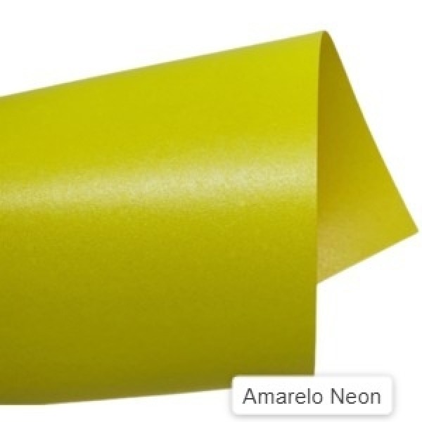 Papel Perolado A4 180g Colorido na Massa Metallik Amarelo Neon 1 Folha