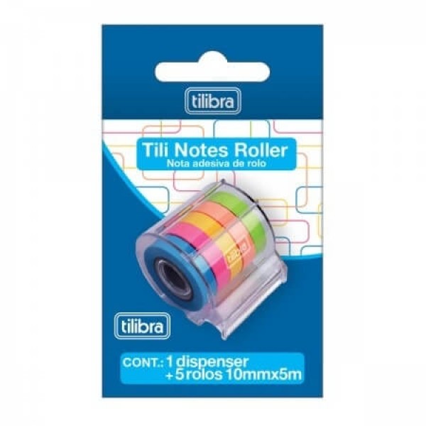 Tili Notes Roller (Nota Adesiva em Rolo) 5 Cores - 5 Rolos De 10mmx5m Cada