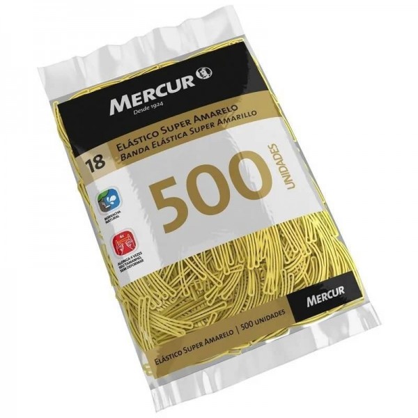 Elastico Amarelo 18 Super Pacote C/500 Unidades Mercur