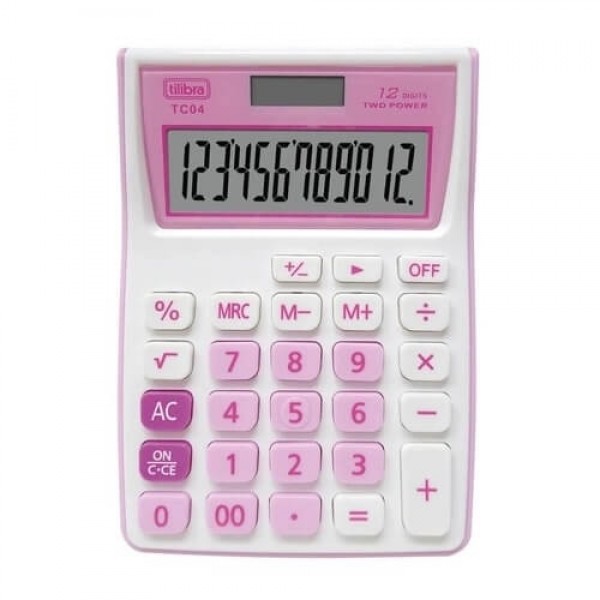 Calculadora de Bolso 12 Dígitos Grande TC04 Rosa 1 UN