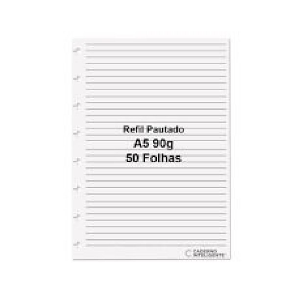 Refil de Caderno Inteligente Pautado A5 50fls 90g