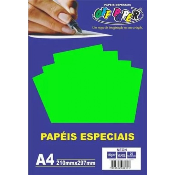 Papel Neon Verde A4 180g Off Paper 1 Folha