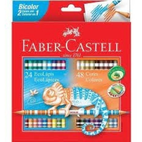 Lapis de Cor Ecolapis Bicolor 24 Lápis / 48 Cores - Faber-Castell