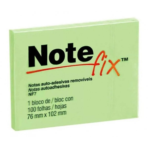 Bloco Adesivo 76x102 Verde 100 Folhas Notefix