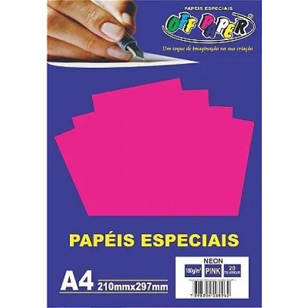 Papel Neon Pink A4 180g Off Paper 1 Folha