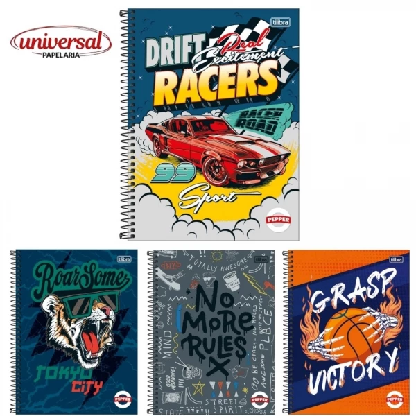 Caderno Universitário 16 Matérias 256 fls Pepper Masculino Tilibra
