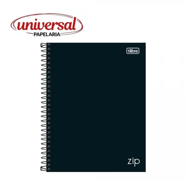 Caderno Espiral Capa Dura Universitário 1 Matéria Zip Preto 80 Folhas