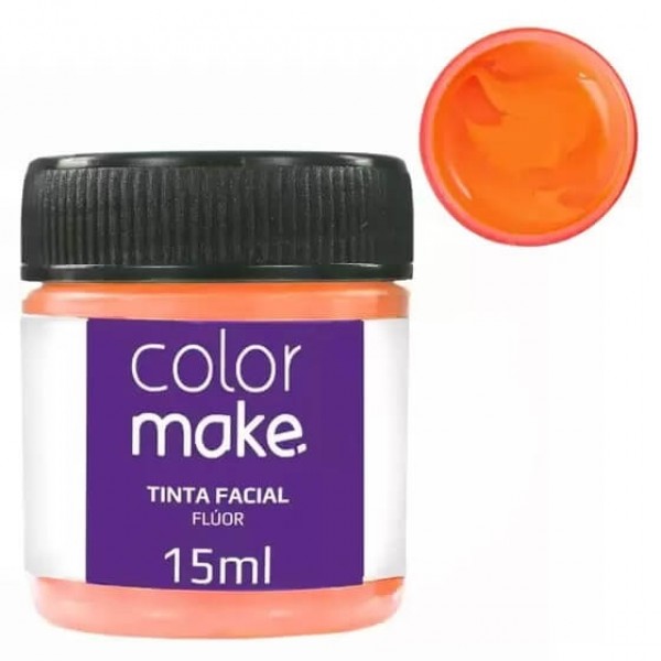 Tinta Facial Líquida Laranja Neon 15 ml ColorMake 1 UN