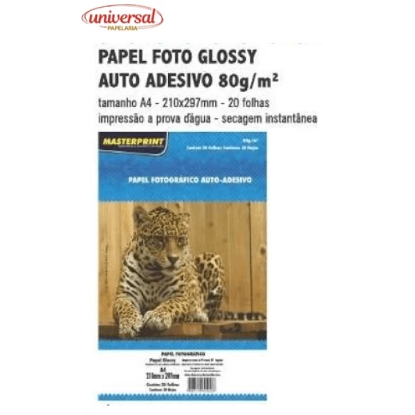 Papel Fotográfico Autoadesivo 80g A4 20 Folhas MASTERPRINT