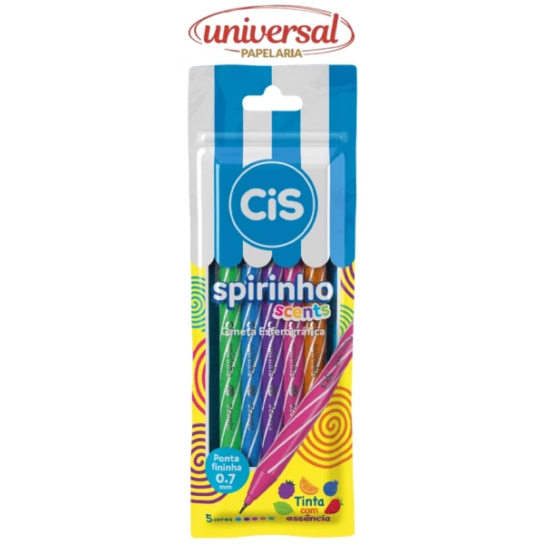 Caneta Esferografica Cis Spirinho 0.7 com 5 Cores